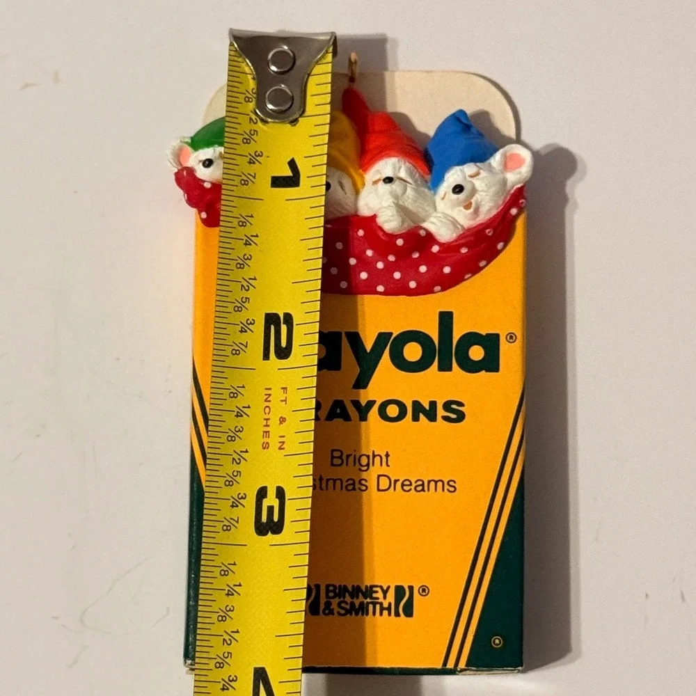 Vintage 1987 Hallmark Crayola Crayon Bright Christmas Dreams Mice Ornament Box